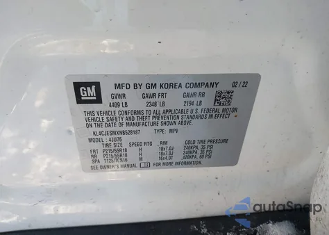 2022 Buick Encore Awd Preferred from USA, damaged, VIN KL4CJESMXNB528187